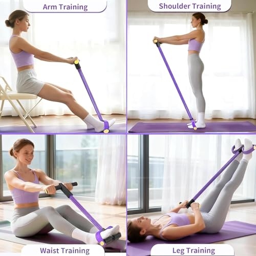 Image of Pull Reducer 4-Tube Elastic Yoga Pedal Puller Resistance Band, Natural Latex Tension Rope Fitness Equipment, for Abdomen /Waist /Arm /Leg Stretching Slimming Training
