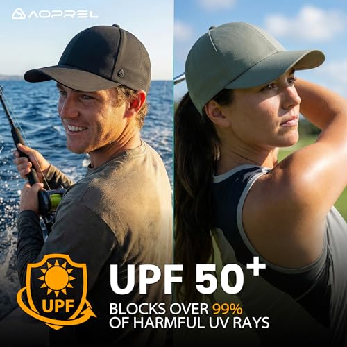 Image of AOPREL Cooling Running Hat for Men & Women Quick-Dry Breathable Performance Hat Lightweight UPF 50+ Unstructured Baseball Cap