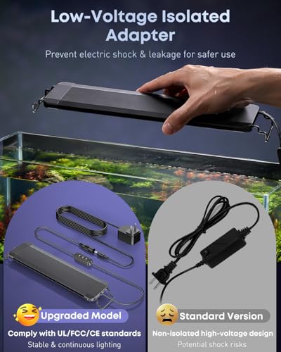 Image of Pawfly 18 W Aquarium LED Light for 24 to 30 Inch Fish Tanks Extendable Fish Tank Light with Full Spectrum Brilliant White Blue Red Lights with Daytime & Night Modes and Adjustable Brightness