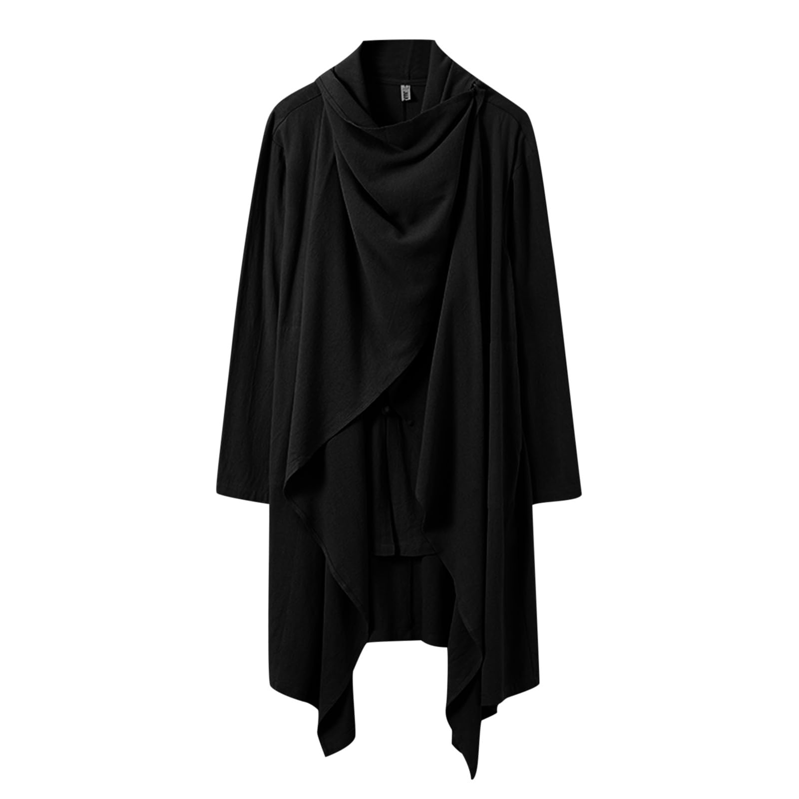 Giacca da uomo Cinese Lunghe Camicie Tang Stile Laico Trench Cinese Lino Canapa Cappotto Arti Marziali Irregolare Cardigan Strati Tradizionali Robe per Kung Fu Tai Chi