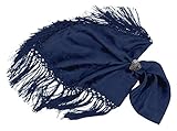 Moschen-Bayern Trachtentuch Dirndltuch Damen Ds Seidentuch mit Fransen - Trachtenseidentuch - Blau/Marine
