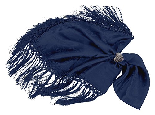 Moschen-Bayern Trachtentuch Dirndltuch Damen Ds Seidentuch mit Fransen - Trachtenseidentuch - Blau/Marine Cover
