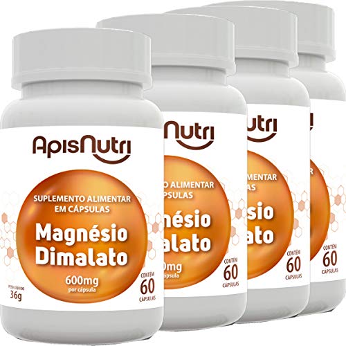 Kit 4 Magnésio Dimalato Apisnutri 60 Capsulas