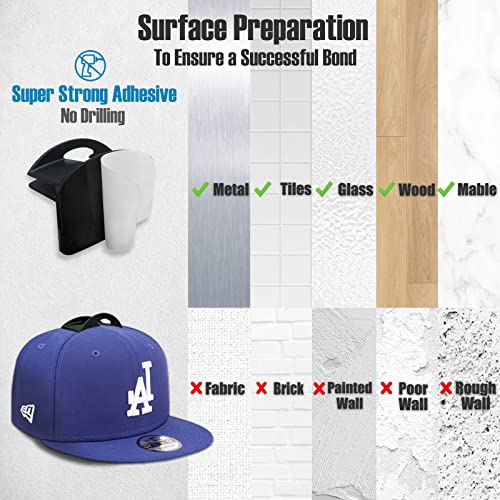 Brateaya Wall Hat Racks For Baseball Caps, Adhesive Hooks Hanging Hats, Simple Installation, No Drilling Ball Cap Holders Organizer, Headphone Hanger, Black, Pack Of 10 #TOP4
