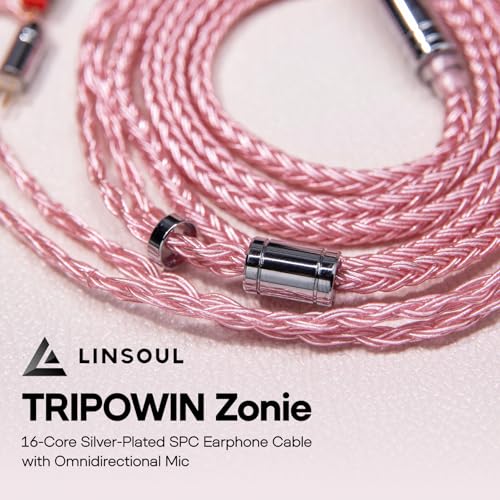 Image of Linsoul Tripowin Zonie 16 Core IEM Cable, Silver Plated Earphone Extention Cable for 7hz Timeless TINHIFI T3 T2 PRO T4 (MMCX, 3.5mm, Pink)