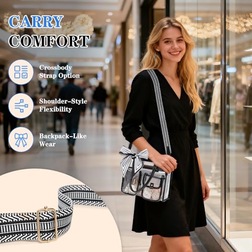 Image of Clear Tote Bag 12x12x6 Thick PVC clear bags for Stadium Events Transparent Bag for Sports Events,Concert,Work & Beach
