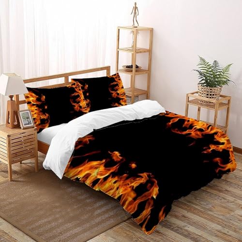 Parure de couette feu microfibre douce et infroissable pour lit 2 personnes - 2
