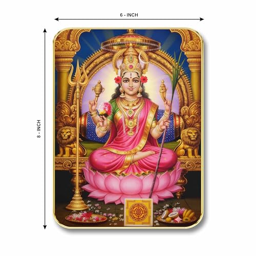 Image of SAF Divine Maa Lakshmi Wall Art with Table Top Stand & Wall Hanging Hole | Premium MDF Religious Painting for Mandir Living Room Bedroom Office Home Decor Gift