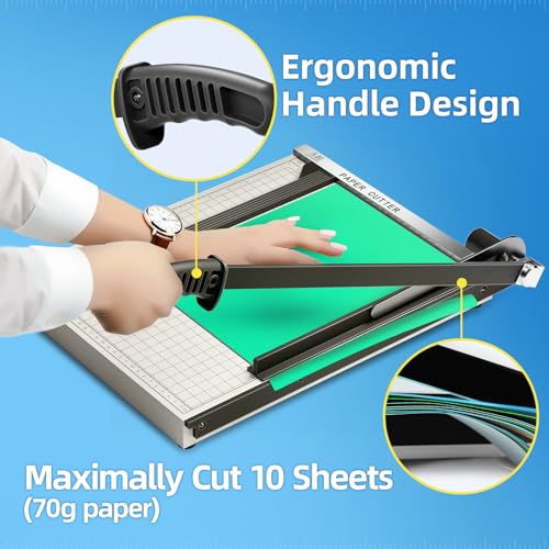 15 Inch B4 Guillotine Paper Cutter, Heavy Duty 10-Sheet Trimmer for Documents & Cardstock with Auto-Press Clamp & Magnetic Ruler | Precision Cutting for Photos, Vinyl & Craft Mater image 1