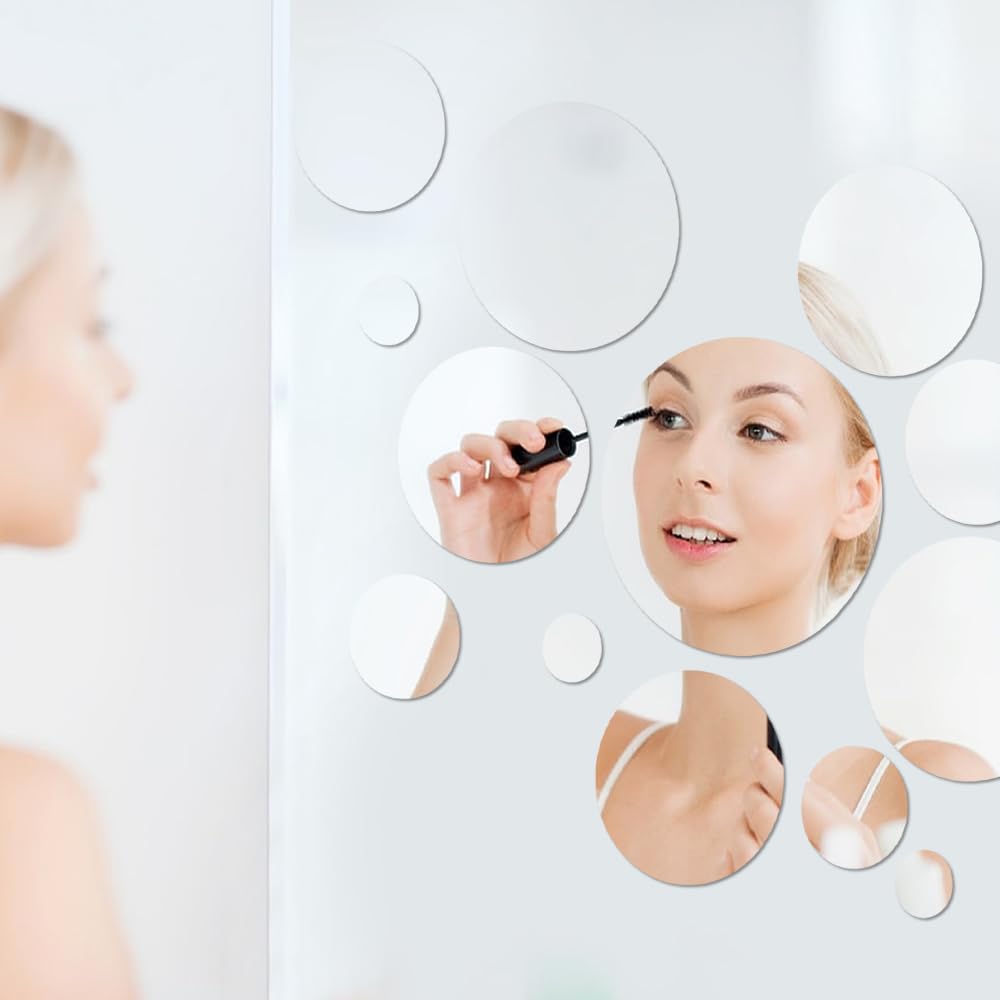 30 sztuk lustrzanych naklejek ściennych, okrągłe lustro 3D, srebrne lustro akrylowe, samoprzylepne, dekoracyjne lustro ścienne, tatuaże ścienne DIY, dekoracyjne naklejki ścienne, do salonu