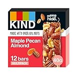 KIND Bars, Gluten Free Snack Bars, Maple Pecan Almond, High Fibre, Healthy Snack, No Artificial Colours, Flavours or Preservatives, Multipack 12 x 40g