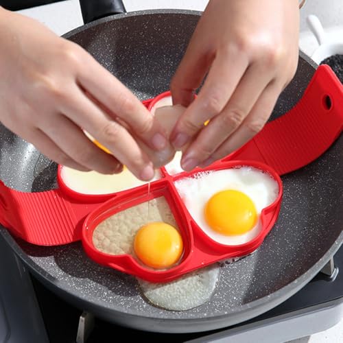 Egg Ring Heart Mold, Food Grade Silicone Egg Cooking Rings,Reusable Non Stick Egg Shaper for Frying Pan Cooking, Egg Molds for Griddle, Egg Circles for Breakfast Sandwich Burger