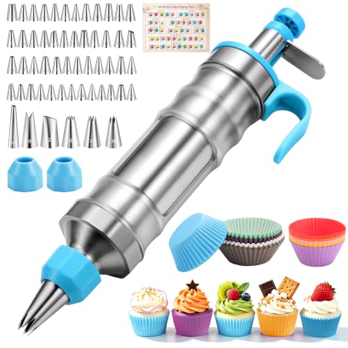 PYJHMCD 167-Piece Cake Decorating Kit Icing Dispenser 54 Tips Light Blue