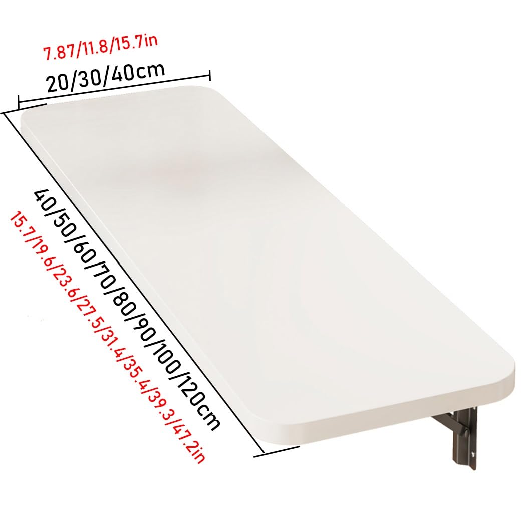 Mesa plegable de pared de 80 x 40 cm, solución de cocina y comedor que ahorra espacio, diseño blanco portátil (100 x 30 cm, perfecta para espacios pequeños)