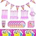 BKJJ Principessa Forniture e bomboniere per Feste di Compleanno, Stoviglie per Feste a Principessa Party Kit Tovaglia Copertina Buon Compleanno Banner Birthday Party Supplies