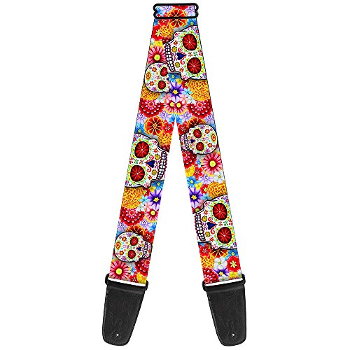Buckle-down Sangle de guitare – Sucre Tête de mort Starburst Blanc/Multi Couleur – 5,1 cm de large – 29–137,2 cm de long - Les Beatles, Paul McCartney, John Lennon, RIngo Starr, George Harrison Buckle-down Sangle de guitare – Sucre Tête de mort Starburst Blanc/Multi Couleur – 5,1 cm de large – 29–137,2 cm de long