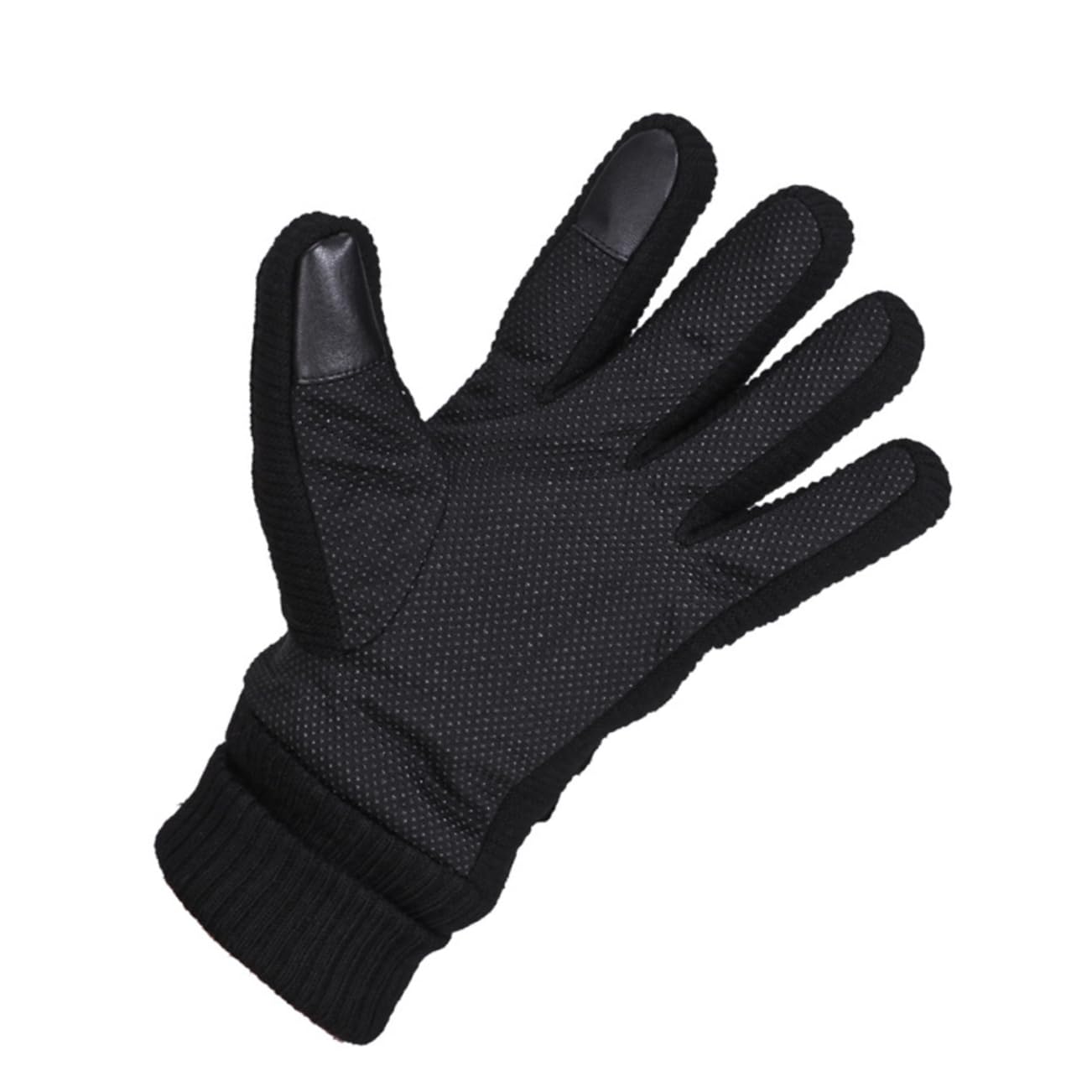 FOMIYES 1Pair Fashion Winter Leather Thermal Gloves for Men Windproof Warm Touchscreen Design for Cycling Driving and Outdoor Activities Black