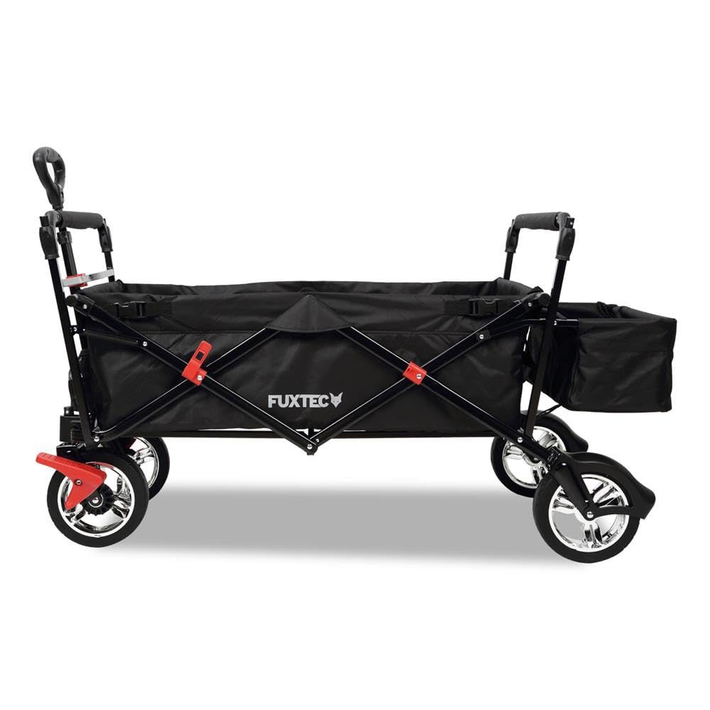 Carrello pieghevole Bollerwagen City per il trasporto di bambini con tetto di protezione UV FUXTEC City FX-CT500 Nero