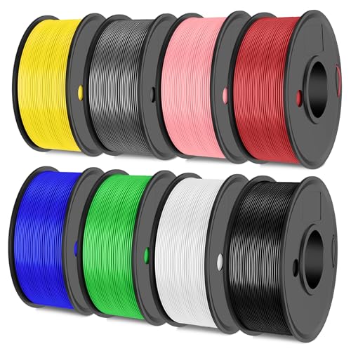 SUNLU Meta PLA Filament 1.75mm d'imprimante 3D Multicolore Paquet, Neatly Wound 2kg, 8 Packs Bobines de 0.25kg,8 Couleurs,Noir+Blanc+Gris+Rouge+Bleu+Vert+Jaune+Rose pÃ¢le