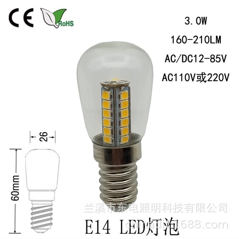 Jiaxu Lighting, Confezione da 20 lampadine a filamento LED for Frigorifero, E14, 3 W, luci di Cristallo Lampadine per la casa(6500K Cool White)