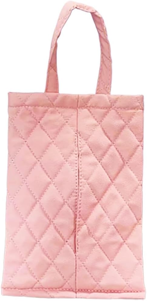 Car Tissue Holder, PU Leather Car Backseat Napkin Holder, Rectangular Hanging Tissues Box Cover for 120-150 Standard Tissues, Car Tissue Storage Organizer Accessories for Most Vehicles (Pink)