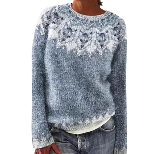 Genérico Panrilas Womens Clothing, Panrilas Women's Sweater, Women's Vintage Knit Crewneck Pullover for Fall Winter (X-Large,Blue)