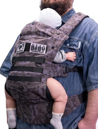 Image of Ergonomic Lumbar Support Baby Carrier for Infants to Toddlers (8-33 lbs), Cozy and Lightweight Military Baby Carrier for Plus Size Parents-Black Camo