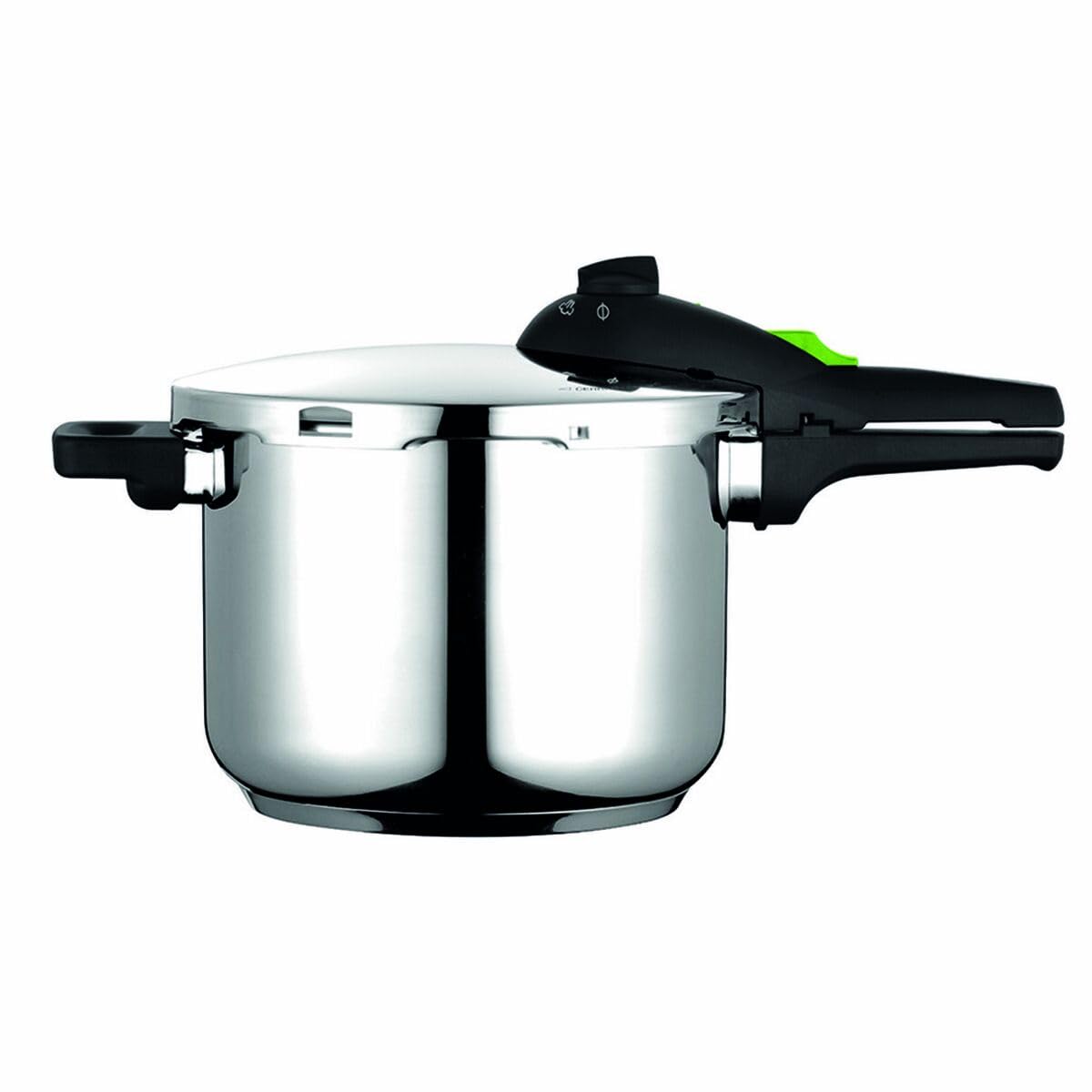 Rapid Xpress - Olla a presión de 6 + 4 litros, inducción, súper rápida, acero inoxidable 18/10, todo tipo de cocinas, parte inferior termodifusora, 2 niveles de presión, 5 sistemas de seguridad 2