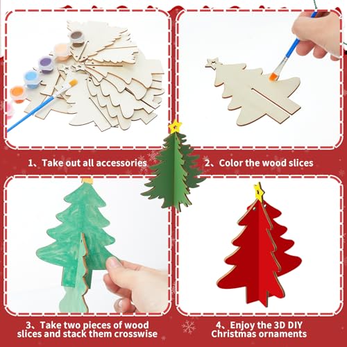 Adornos de árbol de Navidad de madera 3D sin terminar para colgar en fiestas 7