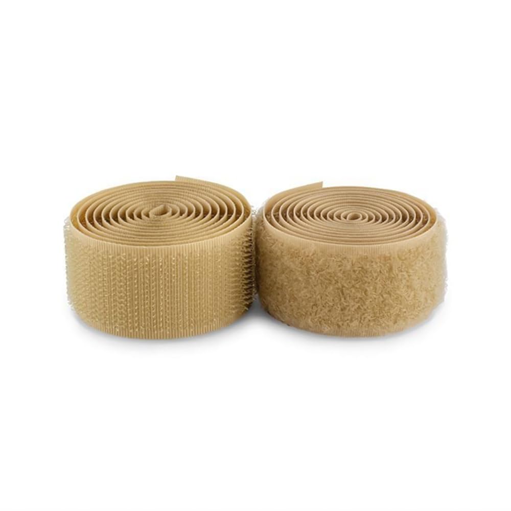 Beige Hook and Loop Tape 1 inch Sew On Non-Adhesive Hook and Loop Tan Tape 1 Yard Length Fastener Nylon Fabric Ideal for Military Gear Uniform Clothes