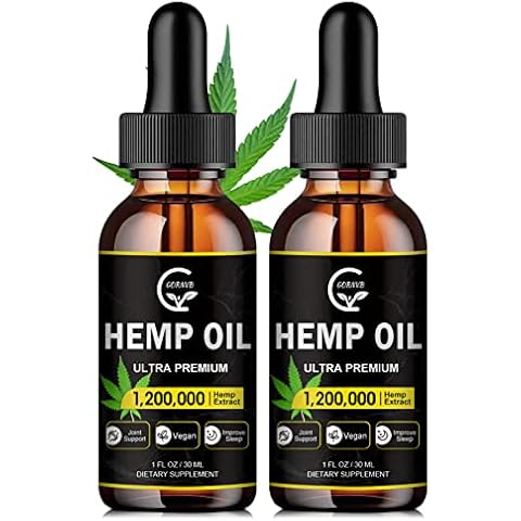 (2-Pack) High Potency Hemp Oil - Maximum Strength, Immune System Support, Focus Calm, Relaxation, Mood, Pure Extract, Organic, Vegan, Non-GMO Cover