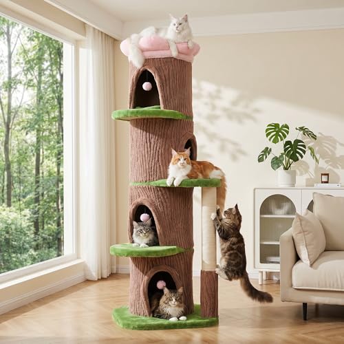MUTTROS Forest Cat Tree Tower with 4 Condos, 68.5" Tall