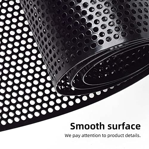 Image of AggAuto Universal 40 inchx13 inch Car Grill Mesh - Aluminum Alloy Automotive Grille Insert Bumper Perforated Metal Sheet Round Hole 4mm, One of the Most Multifunctional Shape Grids 100x33cm Black
