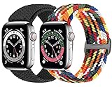 Excelente material: nuestras pulseras trenzadas para iWatch están hechas de hilo de nailon de alta calidad, transpirable, cómodo, agradable para la piel, que está entretejido con hilos de silicona y mantiene una elasticidad duradera. El diseño 300D ofrece una sensación suave y texturada.