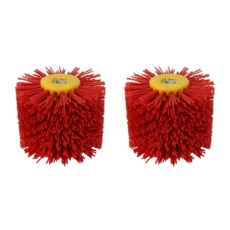Spazzola Nylon,Spazzole per Trapano 2 spazzole Rosse Uso apto para Tamburo in Filo Metallico abrasivo, Mola Uso apto para sbavatura e lucidatura