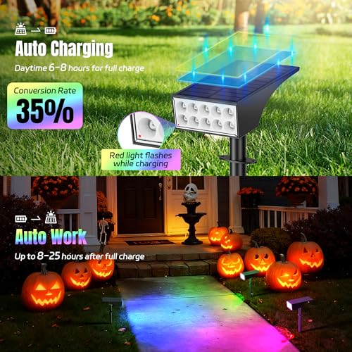 WENATY Solar Spot Lights Outdoor Waterproof, 12 Pack Solar Spotlights, RGB - Image 4