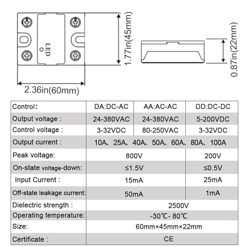 Relais de contrôle monophasé SSR 50A AC-AC pour commutation de puissance - 3