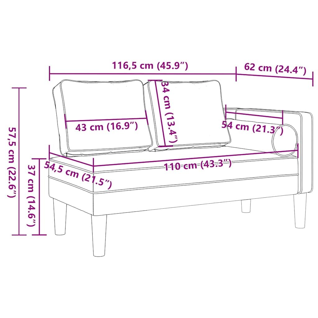 vidaXL Sofá diván con Cojines Tela Gris Claro, Chaise Longue Silla, sofá Chaise Longue, sofá tapizado, Tumbona, Tumbona, sofá de salón