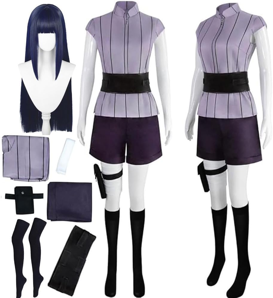 Women Costume Outfit Dress Purple Uniform For Halloween Full Set