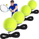 Gejoy 4 Packs Tennis Training Ball with String Tennis Trainer Balls Self Practice Tool Ball Training Equipment for Trainer Practice Exercise