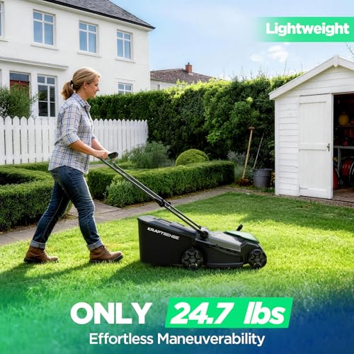 Image of 16 inch Electric Lawn Mower, 40V Cordless Lawn Mower with 2x5.0Ah Batteries & Charger, Brushless Motor, 2-in-1 Mulching & Bagging, 6-Position Height Adjustment, for Small to Medium Yards