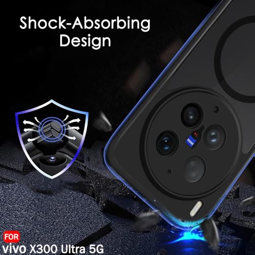 Image of TheGiftKart Hybrid Shockproof Back Cover Case for Vivo X300 Ultra 5G Compatible with MagSafe | Camera Protection Module | Hard Back Cover Case (PC & TPU, Translucent Smoke Matte Back, Black Sides)