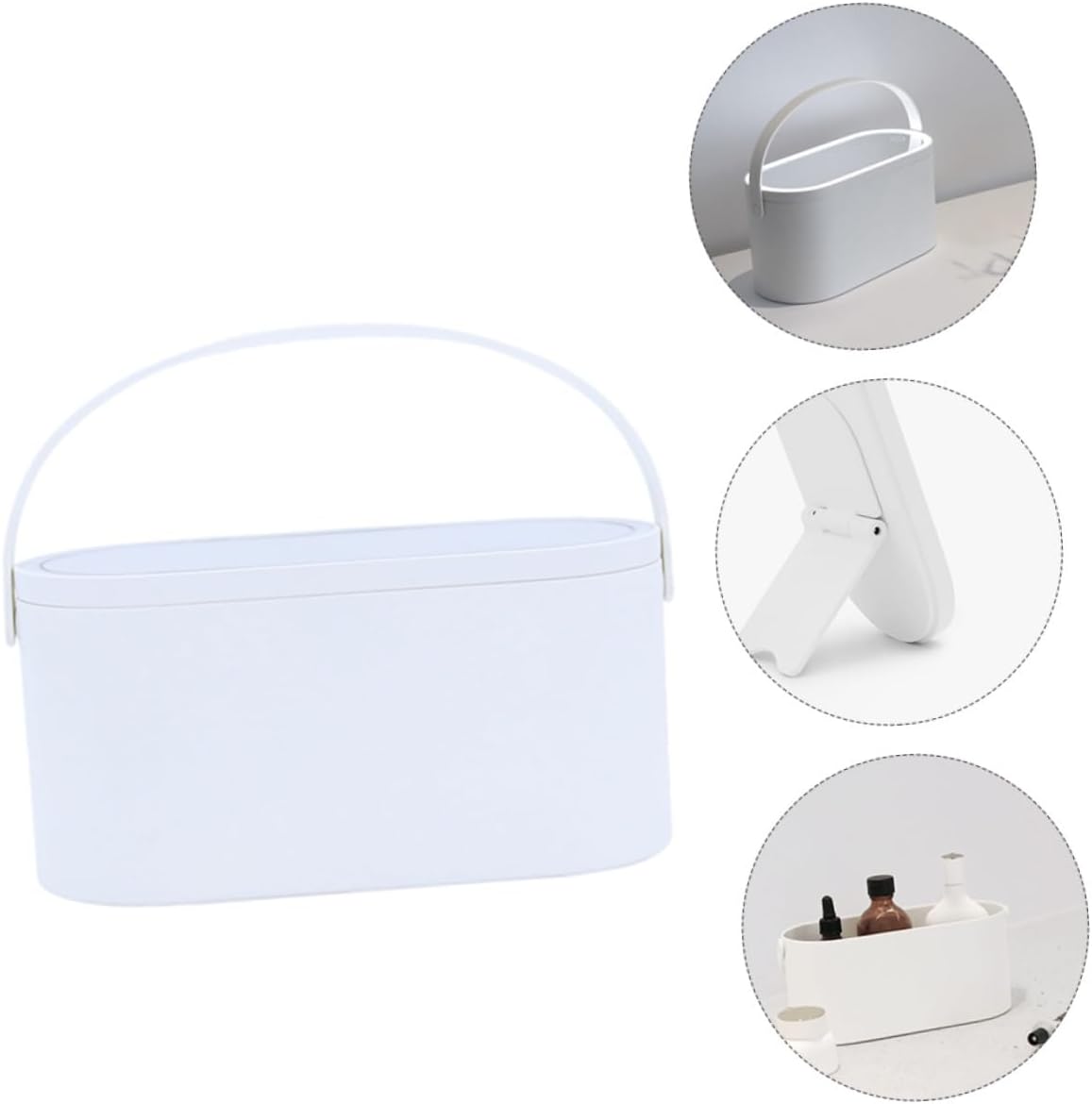 1pc Portable Led Lighted Makeup Organizer Case Mirror Travel Friendly Cosmetic Storage for Women and Lightweight Design for Outdoor Activities and Camping