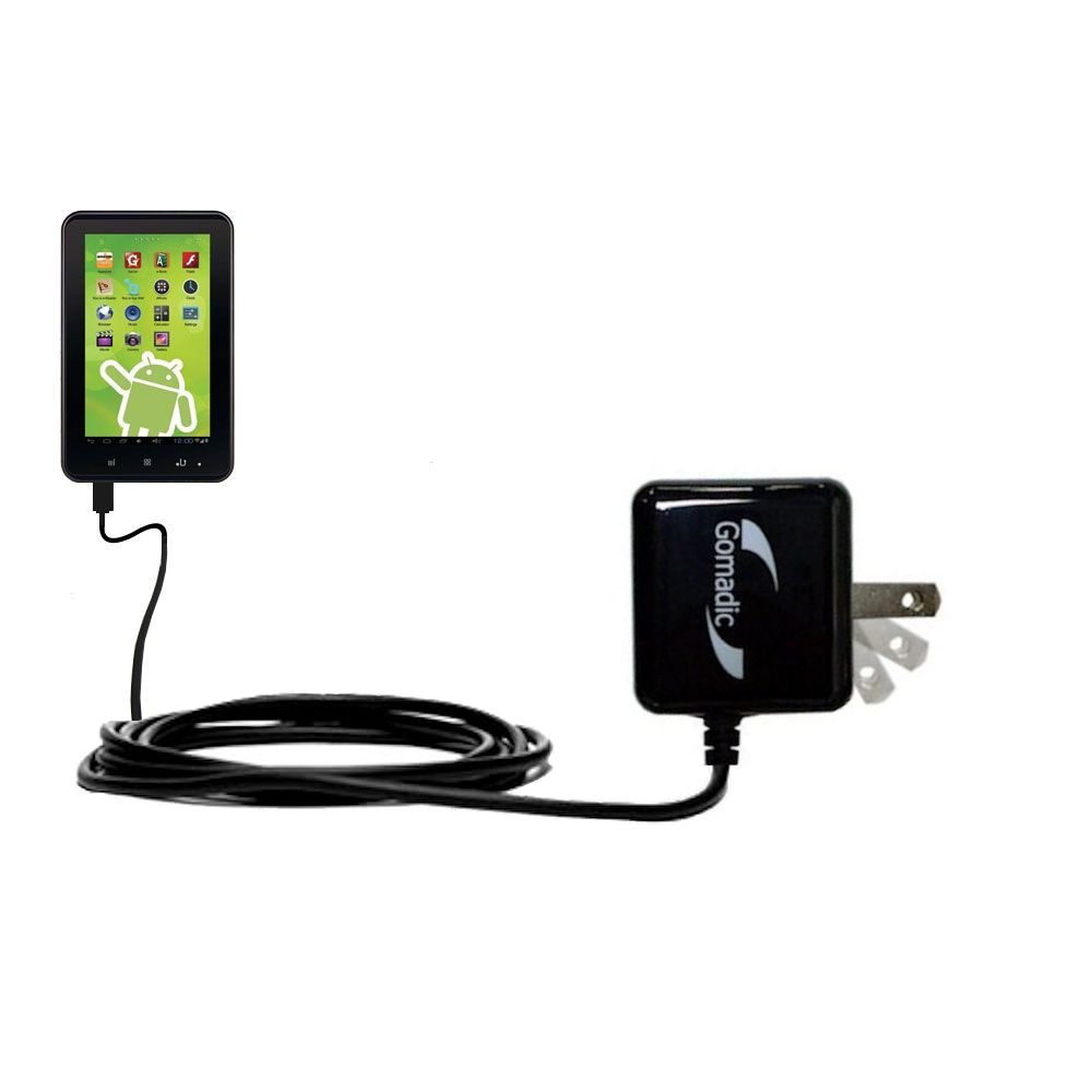 Gomadic Intelligent Compact AC Home Wall Charger Suitable for The Zeki 7 Tablet TB782B - High Output Power with a Convenient, Foldable Plug Design - Uses TipExchange Technology