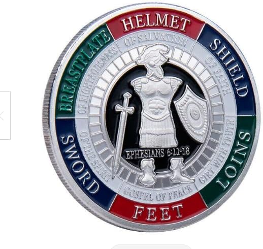 Christianity Souvenir Put on The Whole Armor of God Ephesians Coin Silver Plated Commemorative Coin Pray Always Collection Coins, Armor of god Coins, Armor of god Coin, Armour of god Coin (Silver)