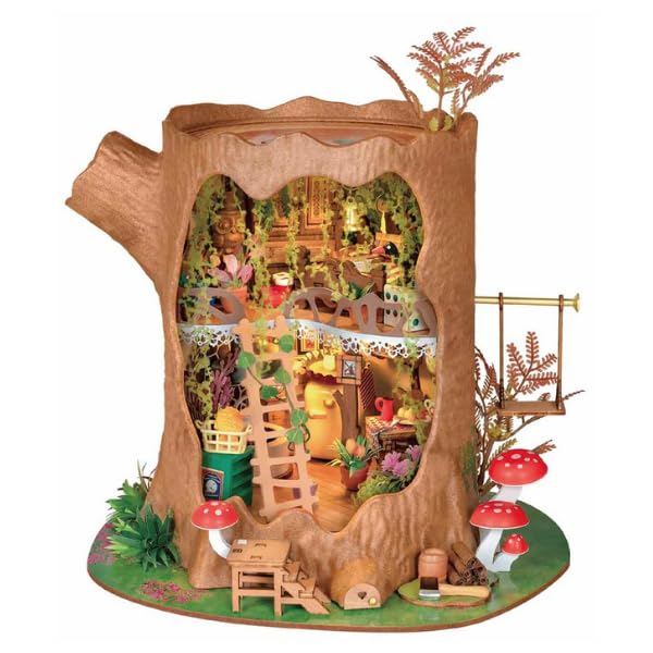Rolife Miniaturowy zestaw do samodzielnego wykonania, bajkowy domek na drzewie, 275-częściowy zestaw modelowy, domek dla lalek dla nastolatków, dorosłych, bez kleju, puzzle 3D, mini zestaw do