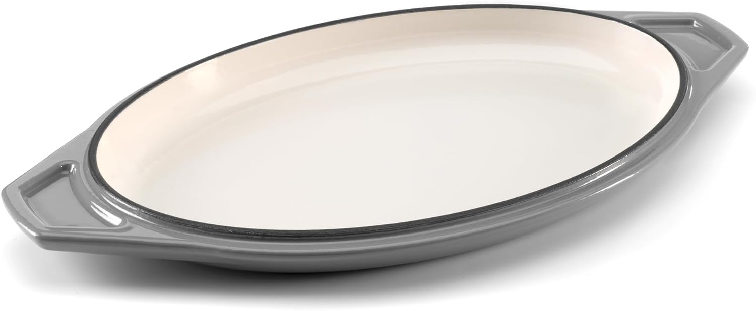 Samuel Groves Enamelled Cast Iron Round Casserole Dish With Lid,Non stick Dutch Oven for Braising, Stews, Roasting, Bread Baking (3L Oval)