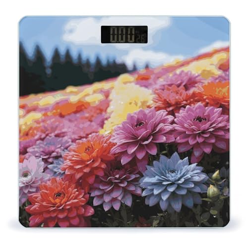 Báscula digital de baño Rainbow Flower Sea con pantalla grande miniatura 1