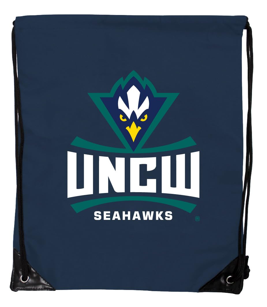 R and R Imports North Carolina Wilmington Seahawks Officially Licensed Drawstring Backpack - Lightweight Cinch Bag Navy