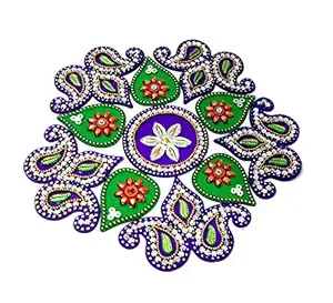 SAHAYA Acrylic Rangoli Decorative (10-to 11 inches Purple & Green) Reusable